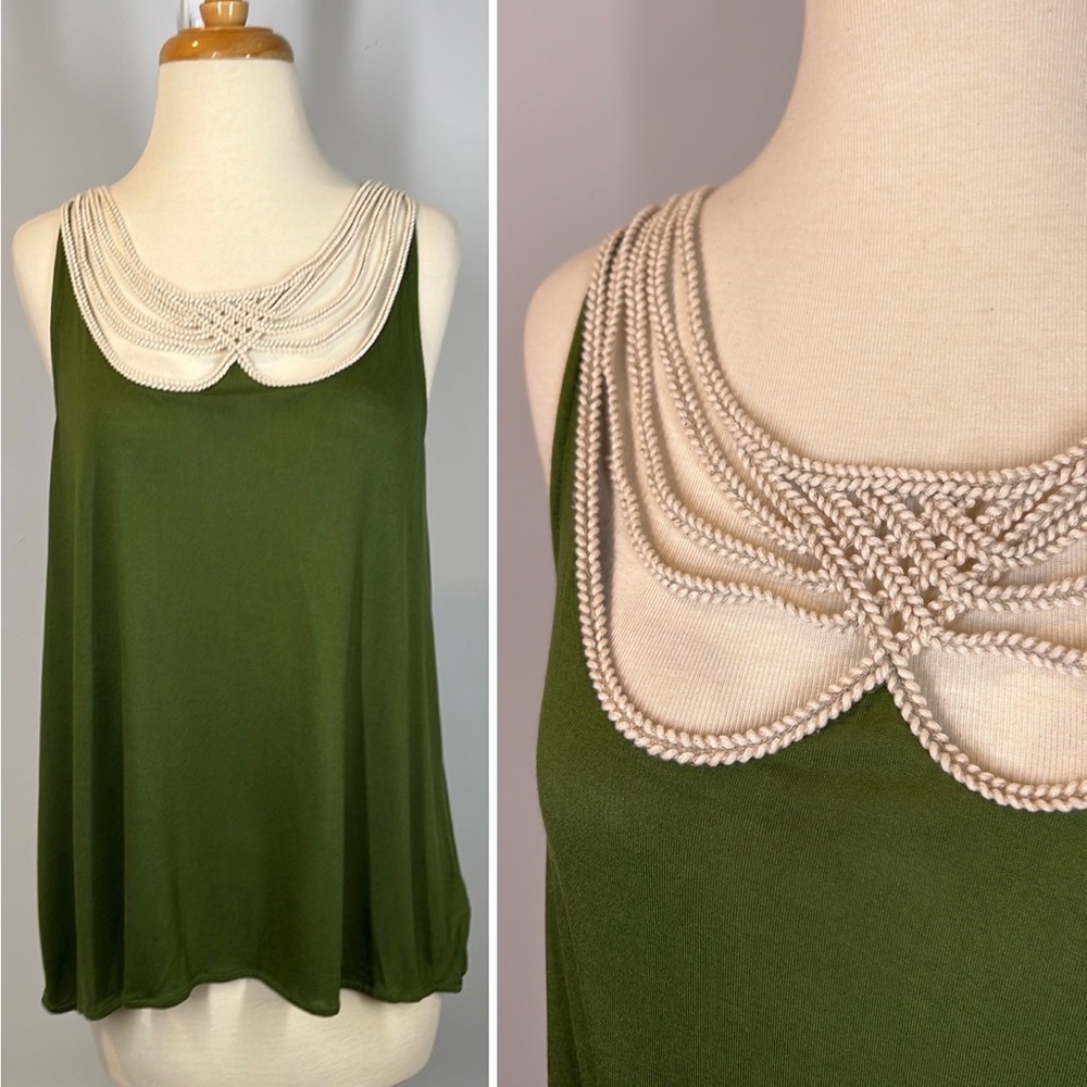 ANTHROPOLOGY LEIFNOTES Braided Rope Neckline Tank Top Cami